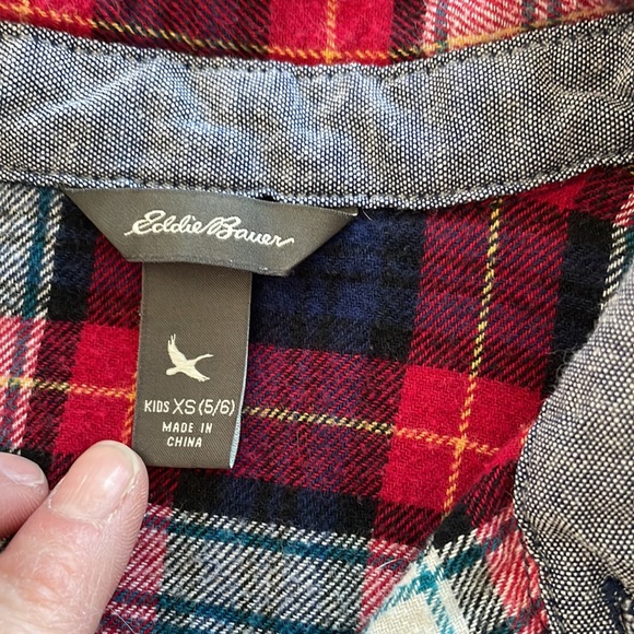 EDDIE BAUER Plaid Button Down Long Sleeve Shirts size XS 5/6 - Picture 3 of 14